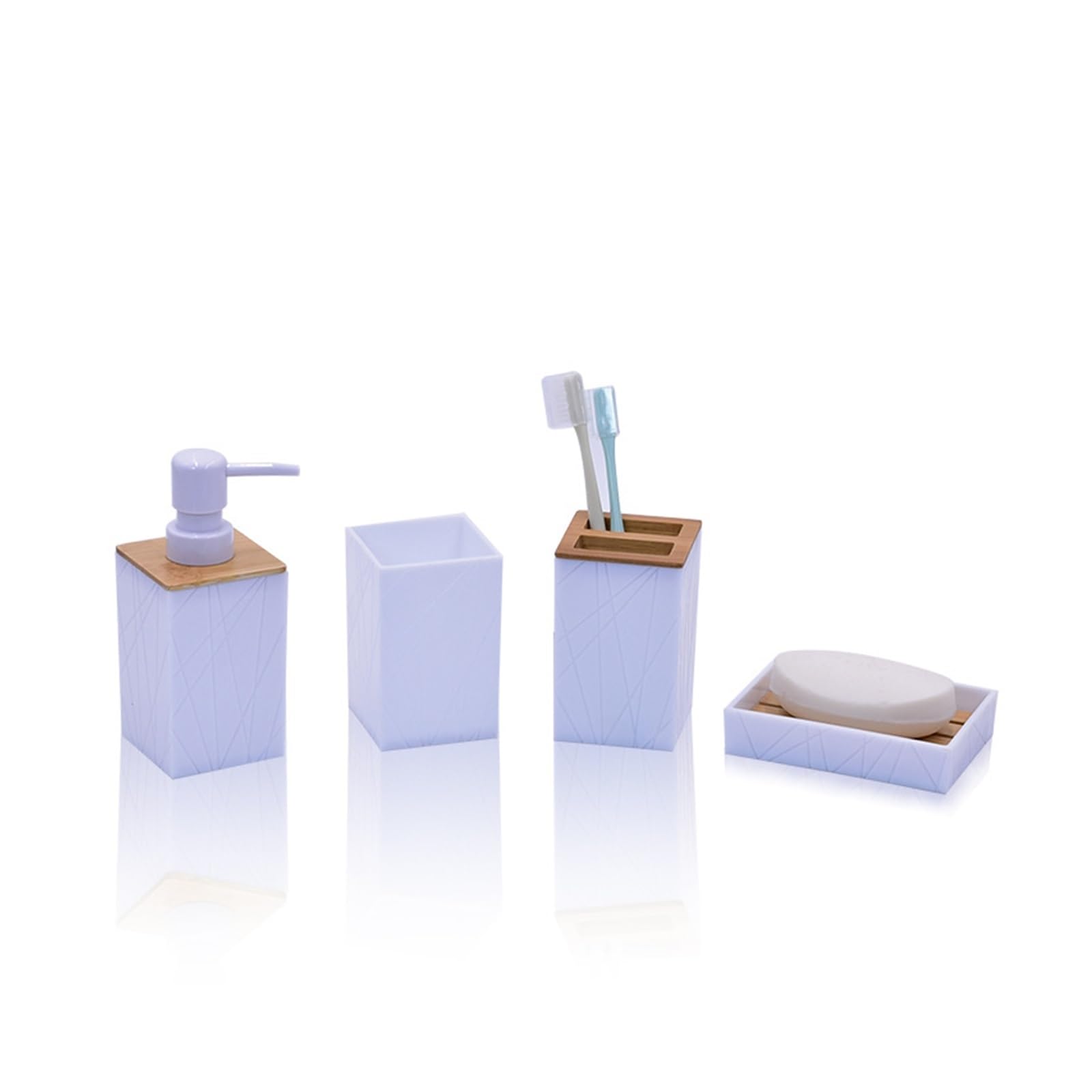 Soap And Toothbrush Holder Sets Plastic Bathroom Accessories Set Toilet Brush Soap Dispenser Mouthwash Cup Toothbrush Holder Soap Dish Cotton Swab Box(T229-4 white)