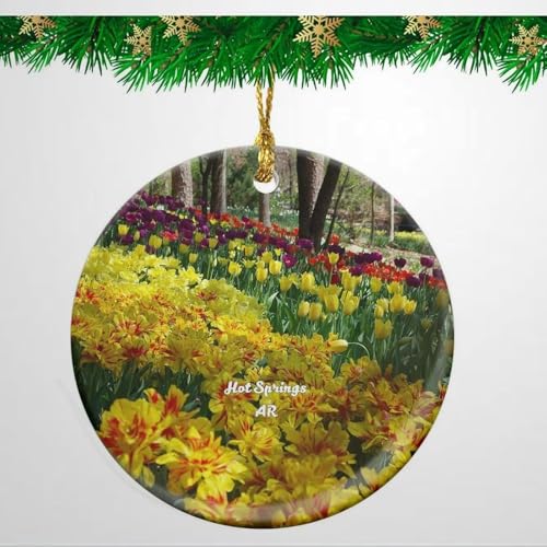 Flower Hot Springs Arkansas USA Christmas Ornament Travel Souvenir Personalized Christmas Tree Pendant Hanging Decoration 3 in