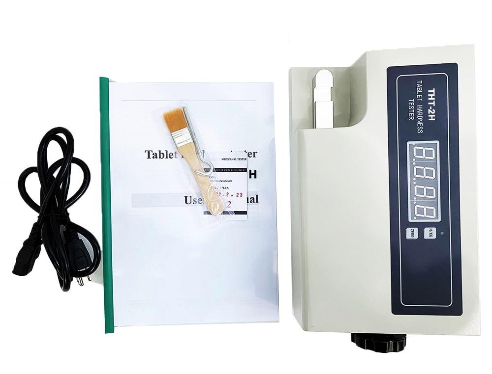 Tablet Hardness Meter Tablet Durometer Tablet Hardness Tester Apparatus for Detecting Tablet Breaking Hardness with Hardness Range 2 to 200N/0.2 to 20kg Accuracy ±1.5% N/KG Conversion