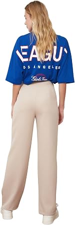 Trendyol Women's High Waist Wide Leg Straight Trousers Pants