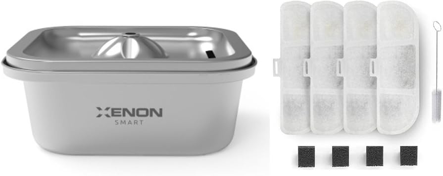 Xenon Smart Akıllı Otomatik Çelik Kedi Su Sebili Pınarı ve Yedek Filtreler 2'li Pet Ürünleri Seti [Enerji Sınıfı F]