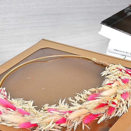 Image of Cortina Artificial Wall Flower Circle Bouquet | Aesthetic Room Decor, Home Decor, Living Room Decor & Bedroom Decor | Great for Christmas Gifting - Dark Pink - 35x2x35 CM