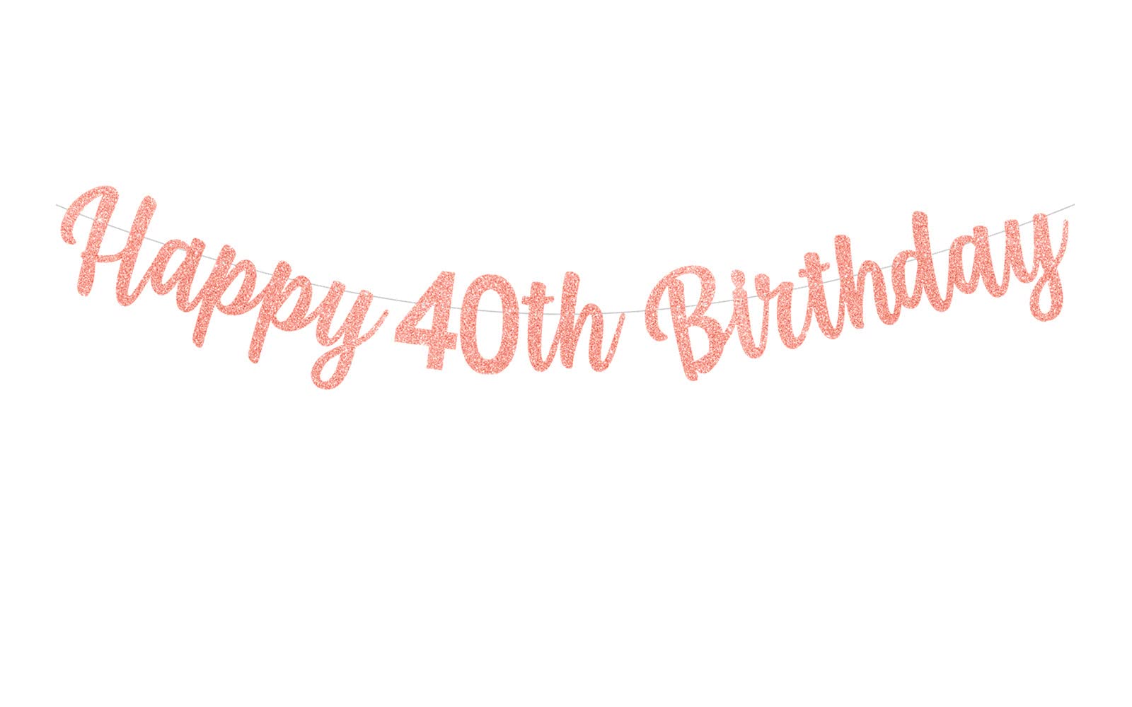 bng-bng 40th Birthday Banner Happy 40th Birthday Bunting Rose Gold Glitter Large Hanging Letter Banner for Women Lady 40 years old Birthday Anniversary Party Decorations Photo Backdrop