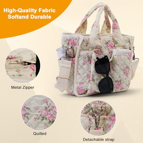 Bolso tote acolchado floral pequeño para mujer miniatura 4