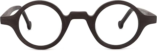 Zeelool Vintage Small Round Blue Light Blocking Glasses for Men Women Wood Grain Acetate Eyewear Arale FA0176