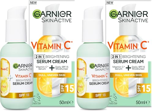 Garnier Skin Active Vitamin C Brightening Serum Cream with SPF15 50m (Pack of 2)