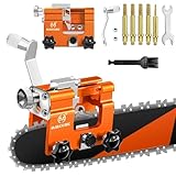 OMCCHK Chainsaw Sharpener, Chainsaw Sharpener Jig , Chain Saw Sharpener Tool with 5 PCS Sharpening Burrs, Portable Hand Crank Chainsaw Sharpening Kit for 4"-22"Chain