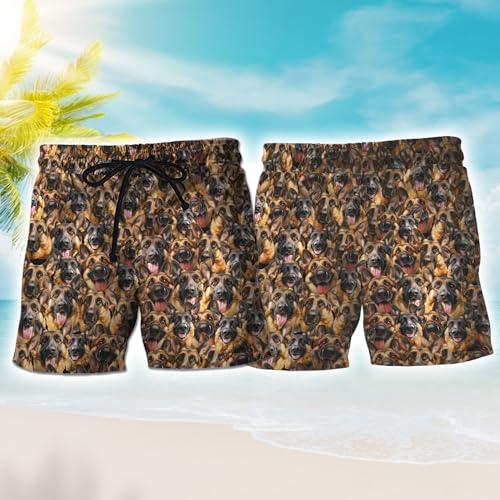 Pet Dog Mens Swim Trunks - Dog Lover Hawaiian Mens Shorts Casual - Summer Drawstring Beachwear Shorts PA433