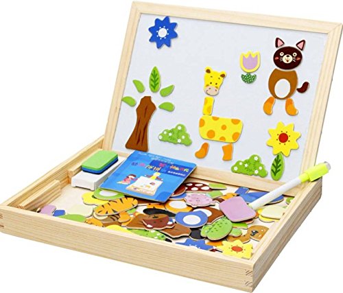 Magnetic Jigsaw 2-Sided Whiteboard & Blackboard Learning Educational Wooden Toy