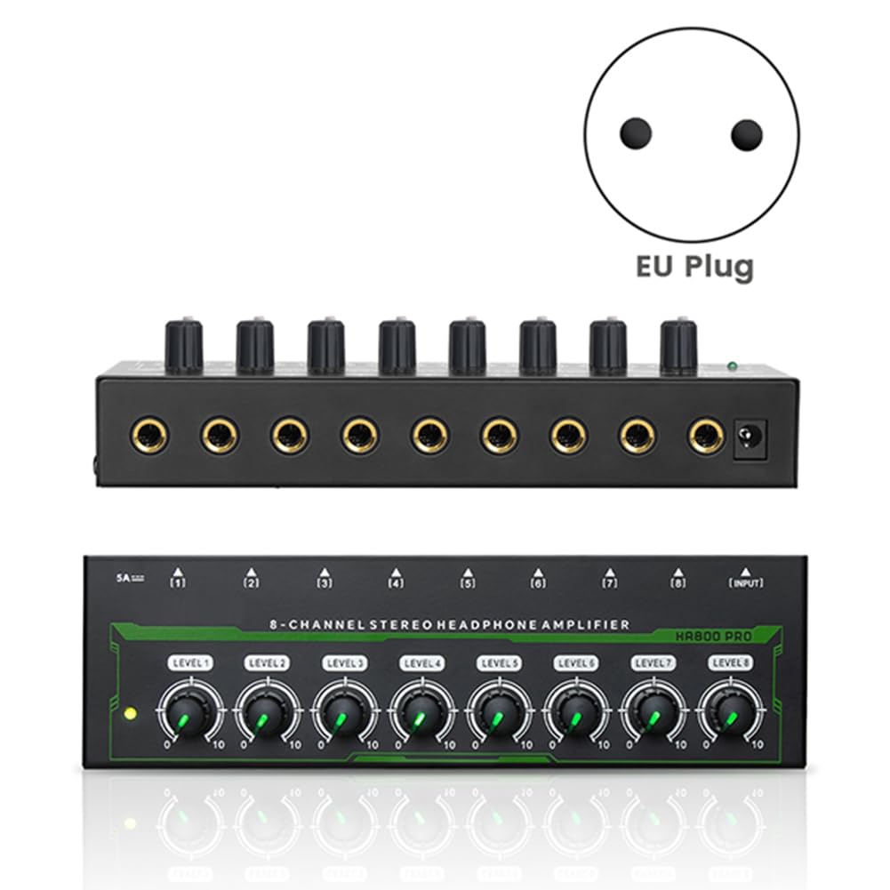 HA800 Pro 8 Canali Amplificatore per Cuffie Stereo RGB per Mixer Musicale Registrazione