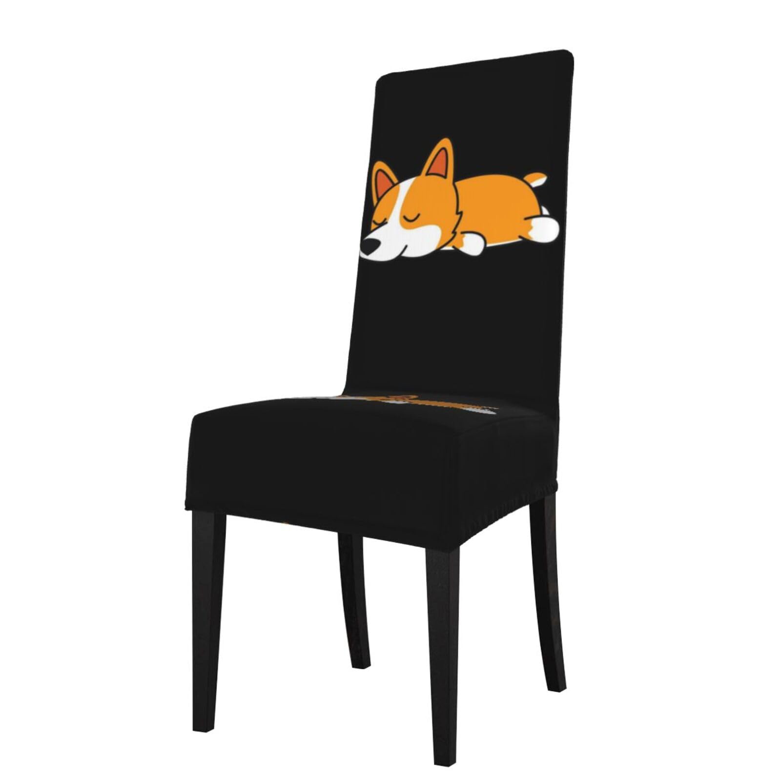 Lkymoh As Picture Cute Corgi Sleeping, Chair Covers Stretch Chair Slipcovers For Dining Room, For Party Pet Protection Universal Fit Soft Polyester
