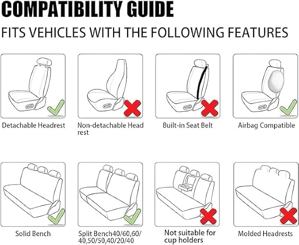 TSUGAMI 5 Seats Full Set Car Seat Covers, Durable Waterproof Soft Breathable Automotive Front and Back Rear Seat Protector with Backrest for Women Men, Universal for SUV, Truck, RV and More (Blue) by TSUGAMI - Image 4