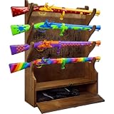 Yuntau Four Gun Wooden Wall Mount Gun Rack for Long Guns, Deer Pattern