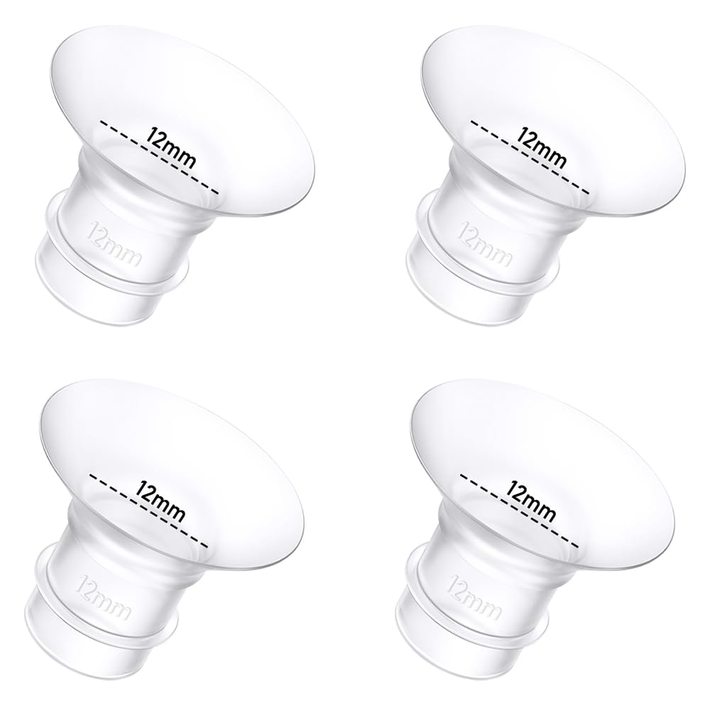 4Pcs Breast Pump Flange Insert 12mm Compatible with Momcozy/Spectra/Medela/eufy/Elvie/Lansinoh/Paruu P10 Breast Pump, Fit for Momcozy M5/M9/M6/V2 Pro/V2 pro/S12 Pro/eufy E10 S1 S1 Pro Pump