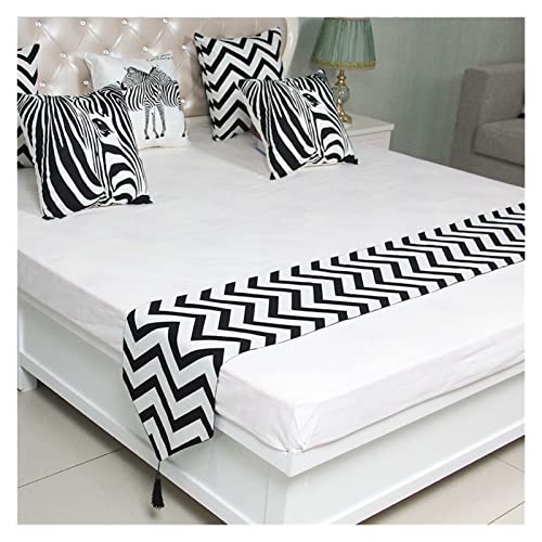 Dsmyyxgs Black And White Stripes Bedspread Modern Simple Style Bed Runner Bedding Scarf Wedding Home Hotel Bedroom Decorative Bed Cover (Color : Veemi F, Size : 40X120Cm) #TOP2
