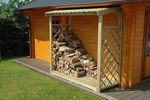 DEMMELHUBER- Kaminholzregal außen mit Rankgitter imprägniert 2, 2 m³ Kaminholzspeicher 210 x 80 x 207cm Holzlager Kaminholzschrank Holzunterstand-6