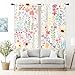 Riyidecor Colorful Floral Curtains Pink Cute Boho Wildflower Trendy Watercolor Plant Leaves Botanical Rod Pocket Pretty Aesthetic for Girls Bedroom Living Room Treatment Fabric 2 Panels 42Wx63H Inch