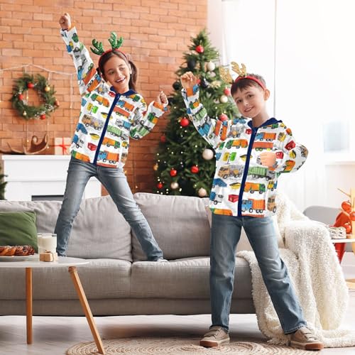 Image of Boys Fleece Jacket Hooded Autumn Winter Long Sleeve Thick Warm Outerwear;3-10 Years Kids Cute Fuzzy Jacket
