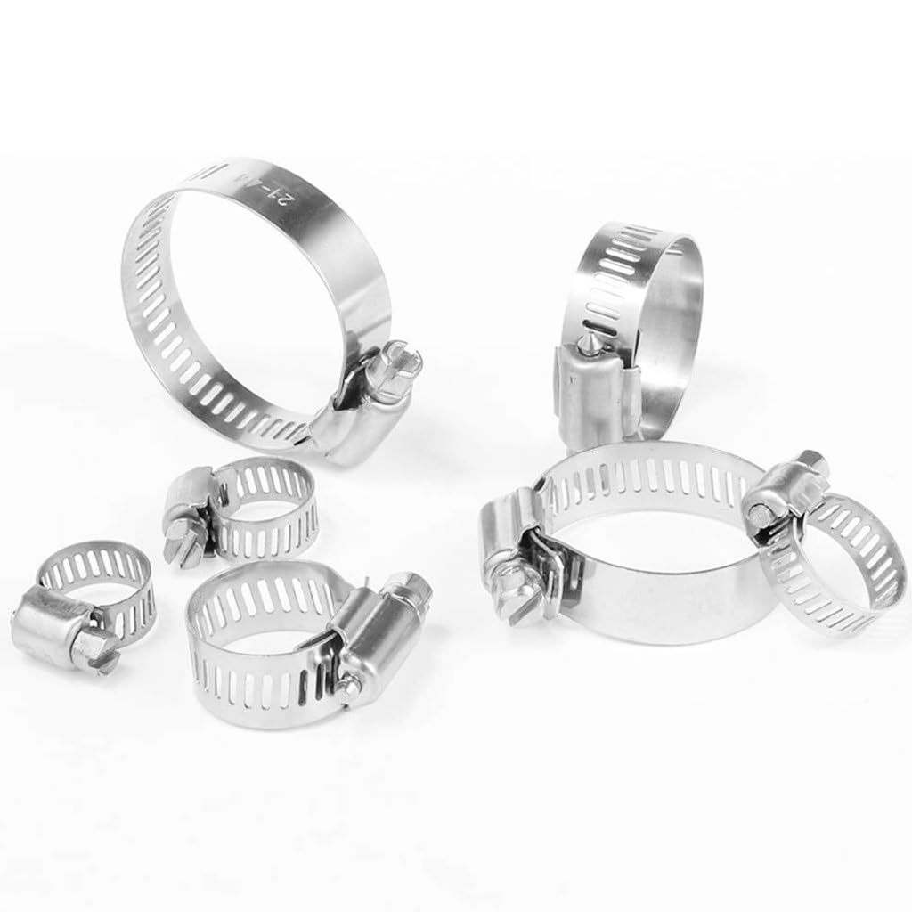 Stainless Steel Hose Clips， 10pcs Stainless Steel Worm Drive Hose Clamps 6-44mm for Fuel Line(19-29mm)