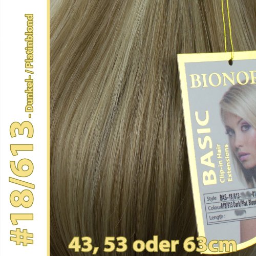 Clip-in Haar Extensions mit Echthaar, 18/613, Dunkelblond/Platinblond, in 40cm, 50cm od. 60cm Cover