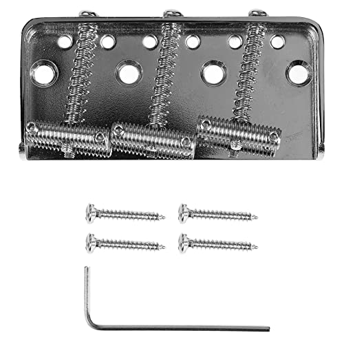 Metal Bass Bridge, Chrome Metal Electric Guitar Bridge High Hardness Fixed Top Load Bridge Noiseless Bass Bridge Bass Guitar Bridge Parts for Replacement