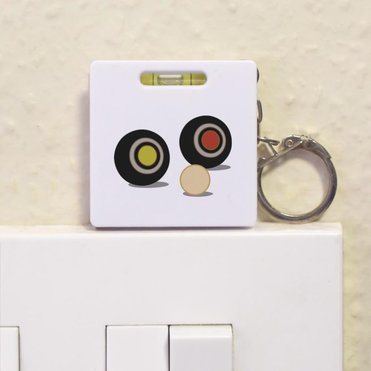 Azeeda 'Lawn Bowls Equipment' Keyring Tape Measure/Spirit Level Tool (KM00043959)