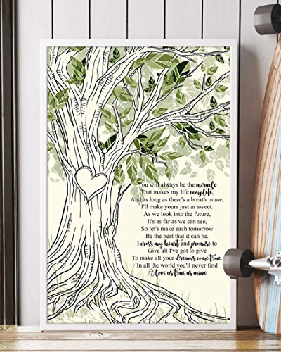 Mattata Decor I Cross My Heart (2) Song Lyrics Tree Love Portrait Poster Print (16" x 24")