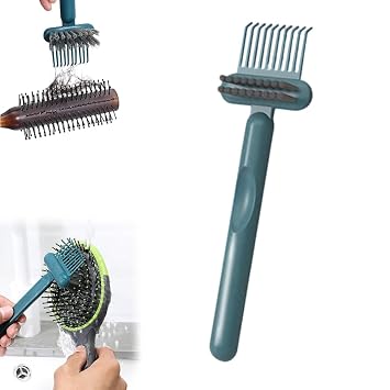 2 in 1 Hair Brush Cleaning Tool, 2025 New Comb Cleaning Brush, Portable Hairbrush Cleaner Tool Rake, Hair Brush Cleaner for Travel, Hairbrush Cleaning Tool for Home and Salon Use Green