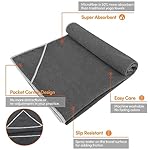 IUGA Yoga Towel for Hot Yoga Non Slip Extra Thick Yoga Mat Towel + Hand Towel 2in1 Set with Corner Pockets Super Absorbent and Quick Dry Hot Yoga Towel - Image 2