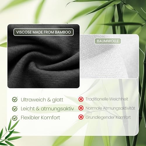 FALARY Unterhosen Damen Schwarz Bambus Mittlere Taille Slip Hipster 5er Pack Stretch Schlüpfer Panties Unterwäsche für Frauen Weiche Sportunterhosen für Damen（M/40 EU, Schwarz）