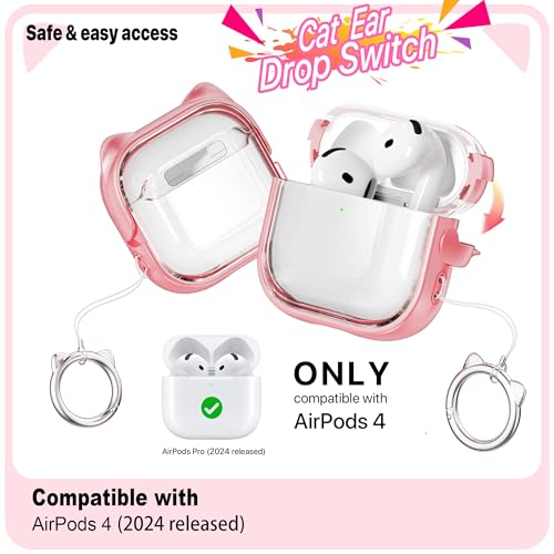 Coque AirPods 4 rose transparente avec support de téléphone intégré - 2