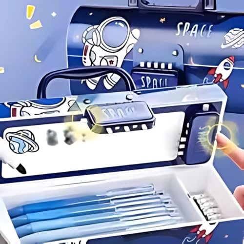 Image of Storio Space Theme Pencil Box for Kids, Kids Pen & Pencil Box Suitcase Style Password Lock Pencil Case,Multi-Layer Pencil Box for Kids,Boys,Girls,Stationary Organizer Case,Return Gift