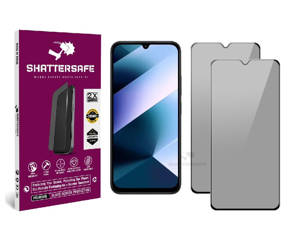 Image of Anti-Spy Privacy Tempered Glass Compatible For Poco C85 4G [Pack of 2]. 9H Hardness, Anti-Scratch, Edge-to-Edge Protection With Easy Installation Kit & Case Friendly Fit.