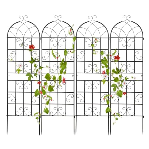 COSTWAY 2/4 Pack Garden Trellis, 180/218/220 x 50cm Metal Trellis for Climbing Plants Rose Vines Tomato, Rustproof Decorative Garden Fence Barrier Border (180cm x 50cm, 4 Pack)