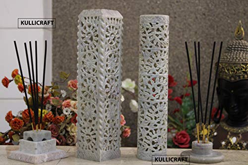 Image of Marble Carving Agarbatti Stand, Combo | Soapstone Hand-Carved, Incense Burner Holder, Ash Catcher for Incense Sticks, Spiritual Decor for Puja Room