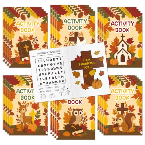 Bulk Fall Activity Books, 24Pcs Autumn Mini Games Coloring Booklet for Kids - image 1