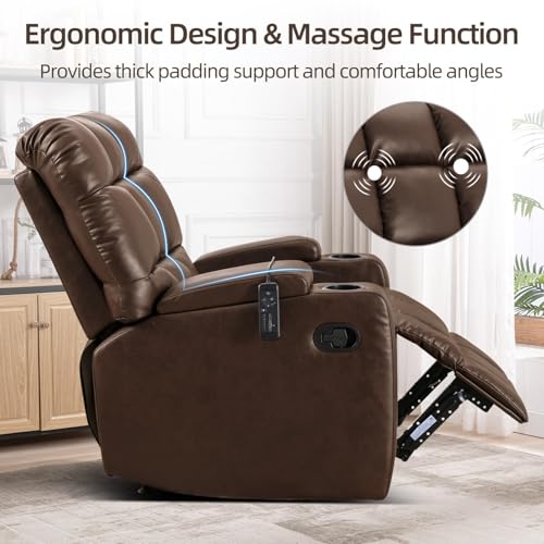 Sillón reclinable eléctrico piel cuero marrón miniatura 6