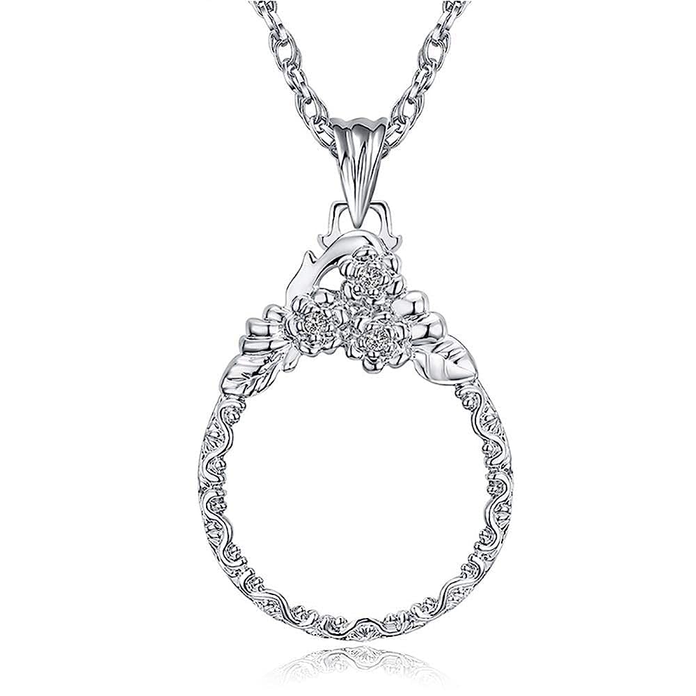 Lente d'Ingrandimento per Collana, monocolo, Lente d'Ingrandimento per Libri, giornali, mappe, Artigianato, Hobby, Lente d'Ingrandimento Leggera/Argento