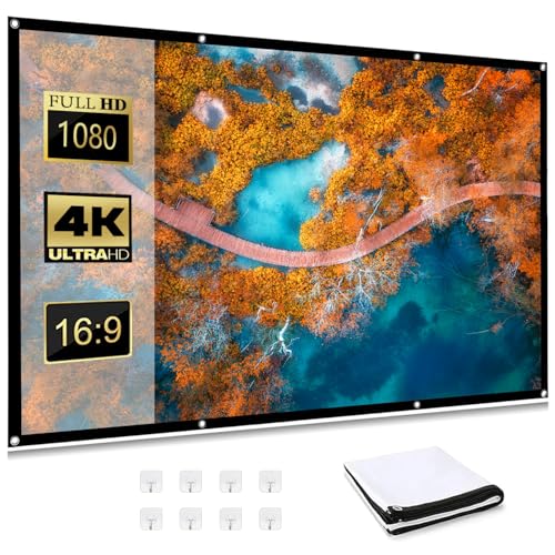 WRSION 100 inch Projector Screen 16:9 HD 4K Wrinkle-Free | Portable Foldable Design for Indoor Home Theater School Presentations & Office Meetings