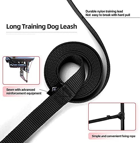 Image of Nylon Dog Training Lead Dog Leash Long Leash 100 Ft Long Leash for Dogs (1 inch Wide) (Black, 100 Feet)