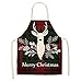 Hwtcjx Weihnachtsschürze, Kochschürze, 1 Stück Grillschürze, Aus hochdichtem Leinenmaterial, dick, langlebig, nicht leicht zu verformen, Weihnachtsmuster, für Familien, Restaurant (55 x 68cm, Stil: C)