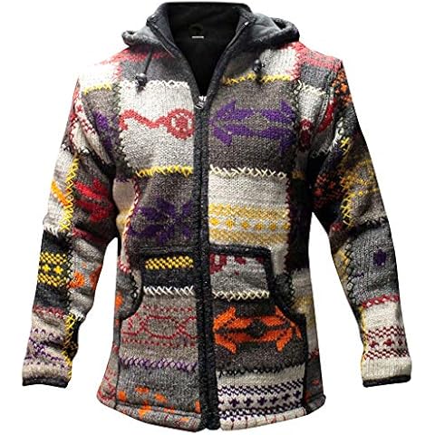 SHOPOHOLIC FASHION Mens Patchwork High Neck Boho Hippy Jacket (Multi,L) Cover