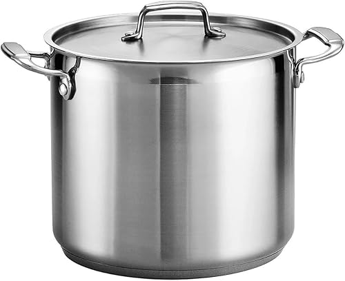Stainless Steel Stock Pot with Stainless Steel Lids- Deep Two Tone Silver Pot, (30 cm Diameter - 20 Litre)