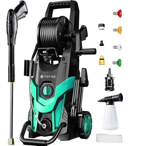 FOTING 2025Upgraded Electric Pressure Washer, 4500 PSI 3.2 GPM Power Washer, 4 Quick Connect Nozzle & Foam Cannon&Inlet Hose&Filter, High Pressure Washer for Cars/Fences/Patio/Driveways/Home Cleaning