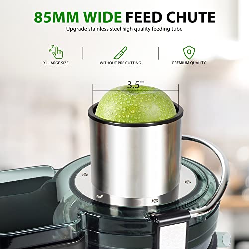 1000W 3-Speed Led Centrifugal Juicer Machines Vegetable And Fruit, Healnitor Juice Extractor With Stainless Steel 3.5" Big Mouth, Easy Clean, Bpa-Free, High Juice Yield, Silver #TOP3