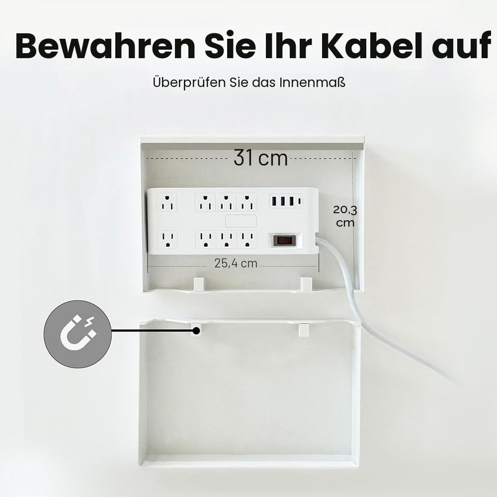 Dekorative Kabelmanagementbox in Buchform, erweiterbare Kabel-Organizer-Box mit Magnetverschluss für Zuhause und Büro (Blaue Koralle, groß)