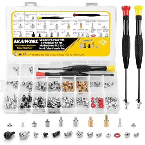 168PCS Computer Screw Kit, PC Motherboard Standoff Assortment Set...