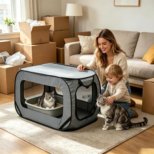 Hundehütte- tragbar atmungsaktiv verdickt groß- großer Käfig für Hunde und Katzen- für mittelgroße Haustiere Haus Wohnung Wohnzimmer Balkon Auto Outdoor Reise Camping-2