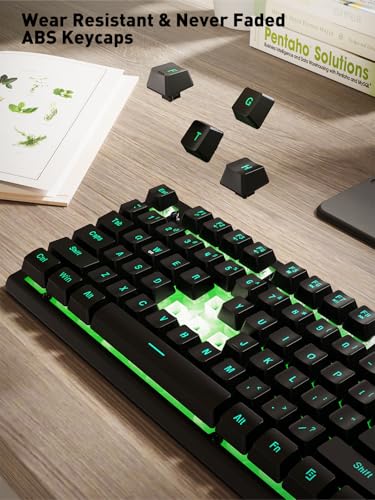 NPET K10pro Wired Gaming Keyboard - LED Backlit USB Membrane Keyboard, Spill-Resistant Design, Multimedia Keys, Quiet Silent Click for PC, Computer, Desktop, Windows(Black) - Thumbnail 4