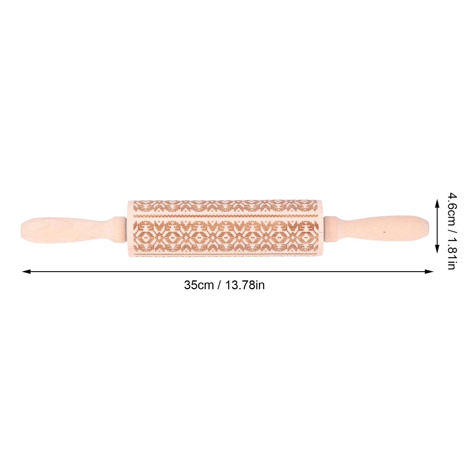 Madera con símbolos temáticos Grabados en 3D para Hornear Galletas en Relieve, Pasteles, Pizza, Galletas, Rodillo, Herramienta de Cocina, 13,78 Pulgadas (costumbres exóticas)